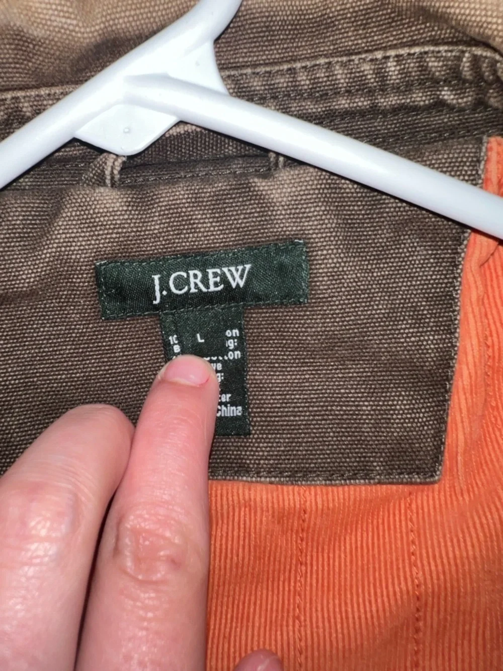 Vintage J Crew Men’s Brown Canvas Orange Corduroy Lined Chore Jacket Size L